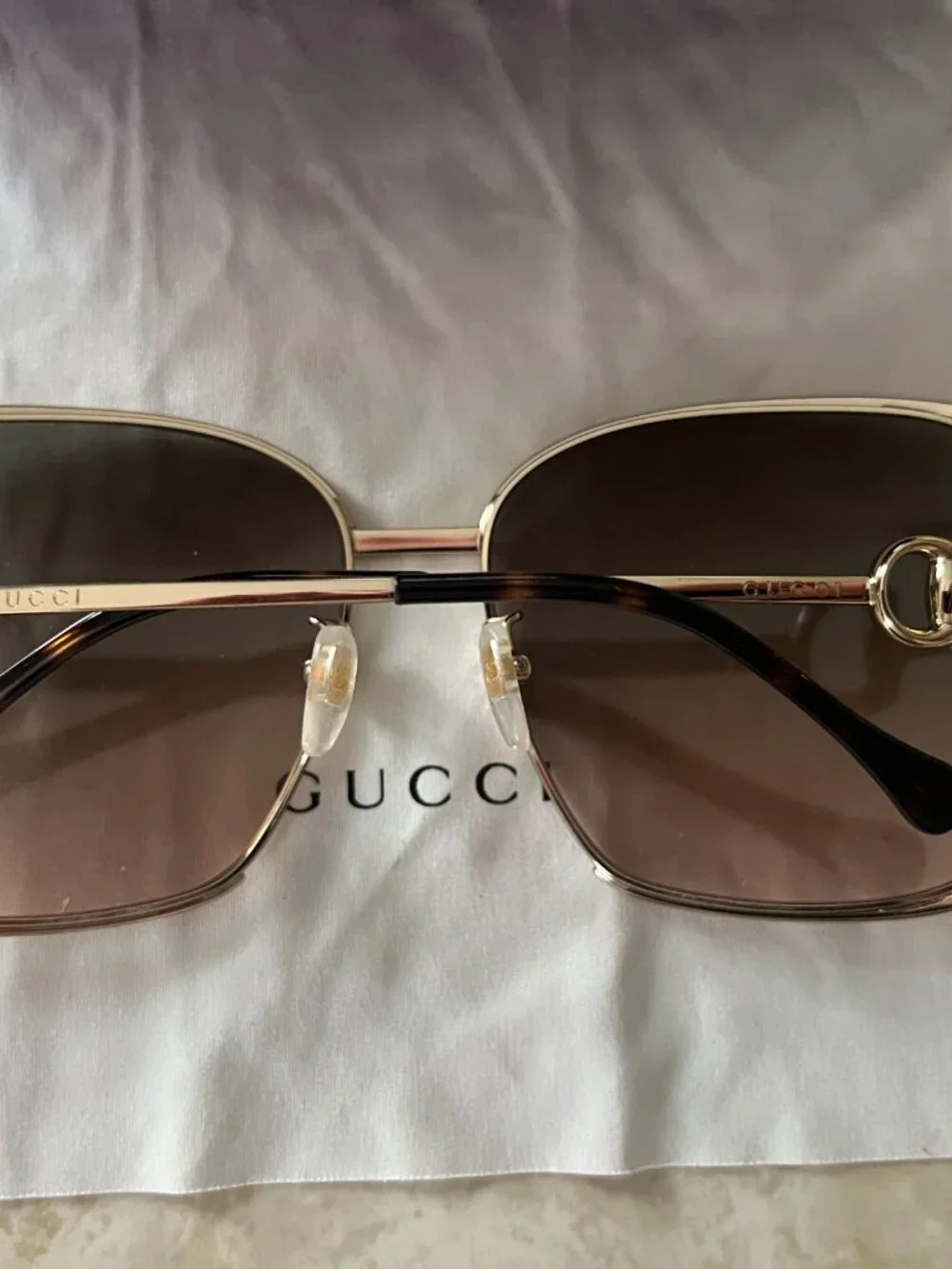 Gucci Oversized Square Gradient Sunglasses GG 1020s Gold Metal Frame